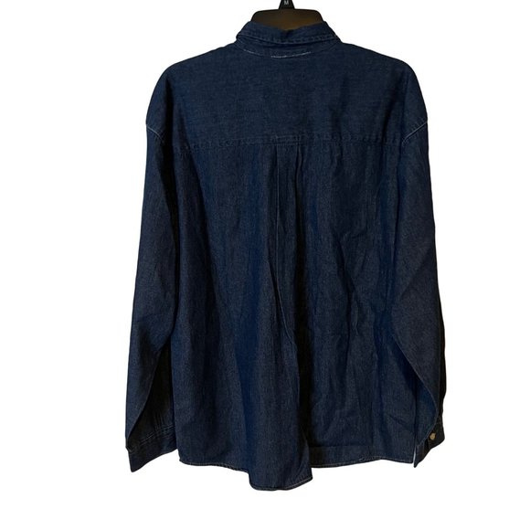 VINTAGE Backroad Blues Shirt Blue Jean Christmas Festive HO HO Santa Button Down - Picture 6 of 9